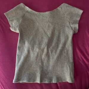 Light Gray Ribbed low back / backless short sleeve top